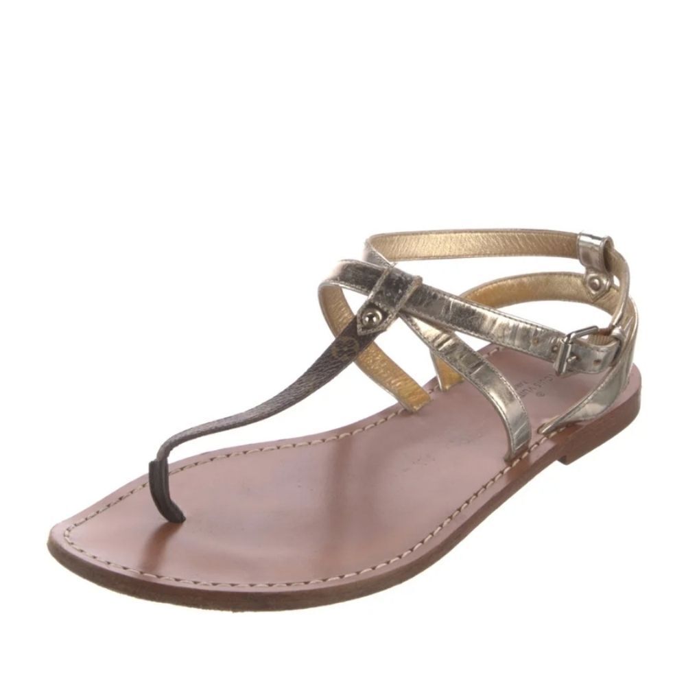 Louis VuittonLV Monogram Leather T-Strap Sandals